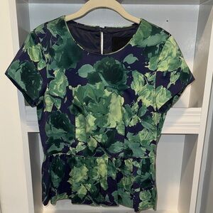 J. Crew Collection Peplum Floral Blouse